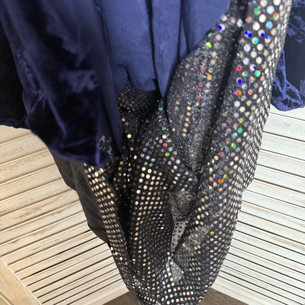 VTG REGGIO Women's Size 10 Silk Velvet Maxi Dress Sapphire Demure Cocktail Event - Picture 12 of 16